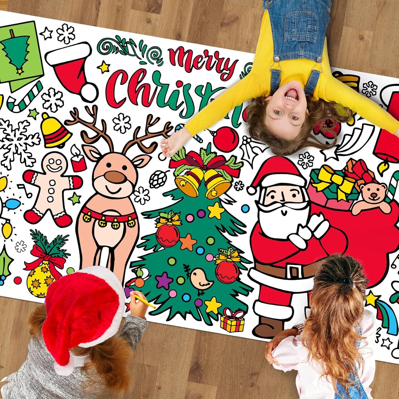 Christmas Giant Coloring Poster/Tablecloth-Christmas Crafts for Kids-30 x 72 Inches Jumbo Paper Coloring Banner Kids Gifts Activities Toys Party Decorations (Christmas)